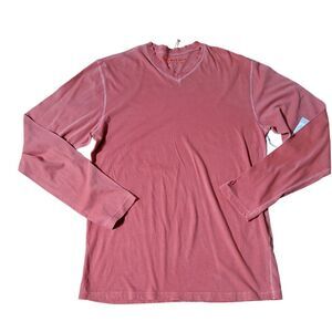 Velvetmen Men's V-Neck Long Sleeve Tee Top Size S Orange New